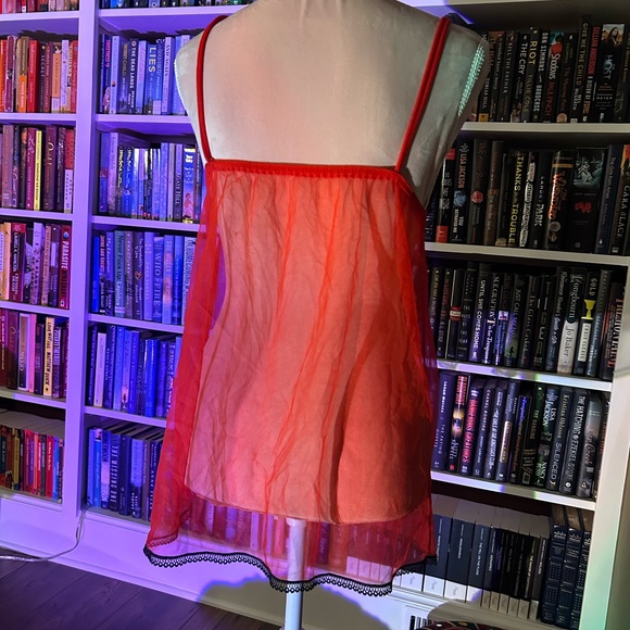 Victoria’s secret, red see through mesh lingerie top, black lace - Picture 4 of 5